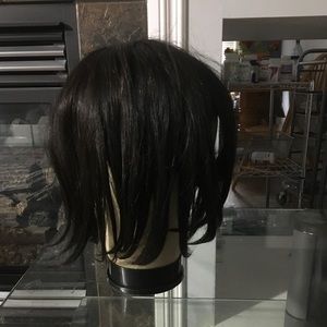 12” Layered Black Wig with Soft Fringe - Women's Synthetic Hair